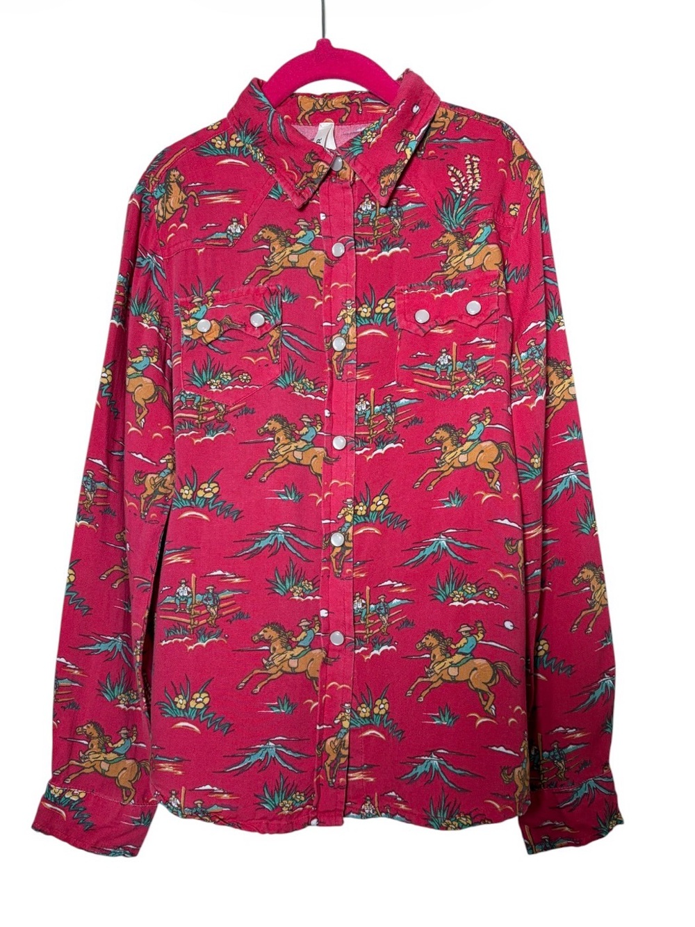 Roper Boys Red Western Pearl Snap Vintage Style Cowboy Bronco Boys Medium 7/8